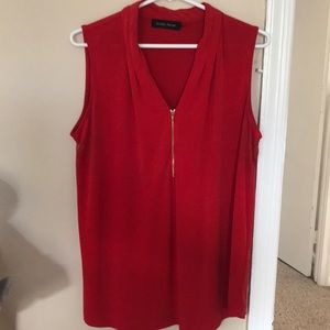 Bright Red Sleeveless Blouse